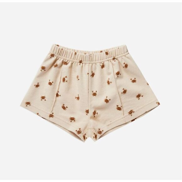 Rylee + Cru Track Shorts Crab Print Unisex Kids 10-12Y Pull on Sweat Shorts Tan - Picture 1 of 8